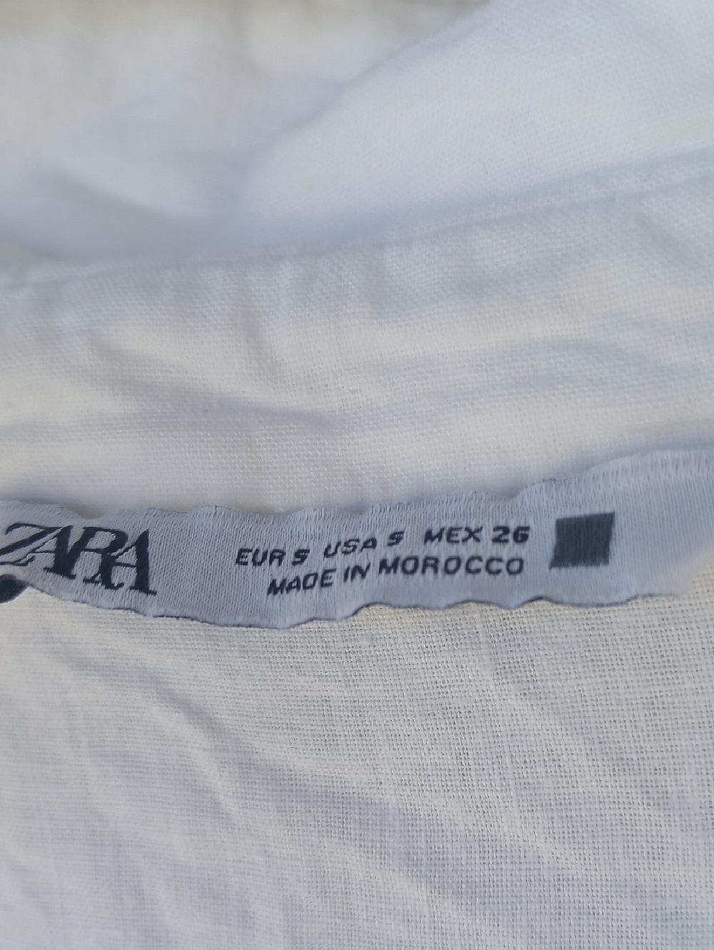 Zara Cropped 100 % Linen White Button-Up Top Cropped Short Sleeves - Picture 3 of 4